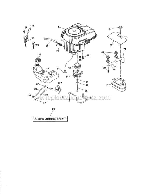Page D Diagram and Parts List for  Craftsman Lawn Tractor