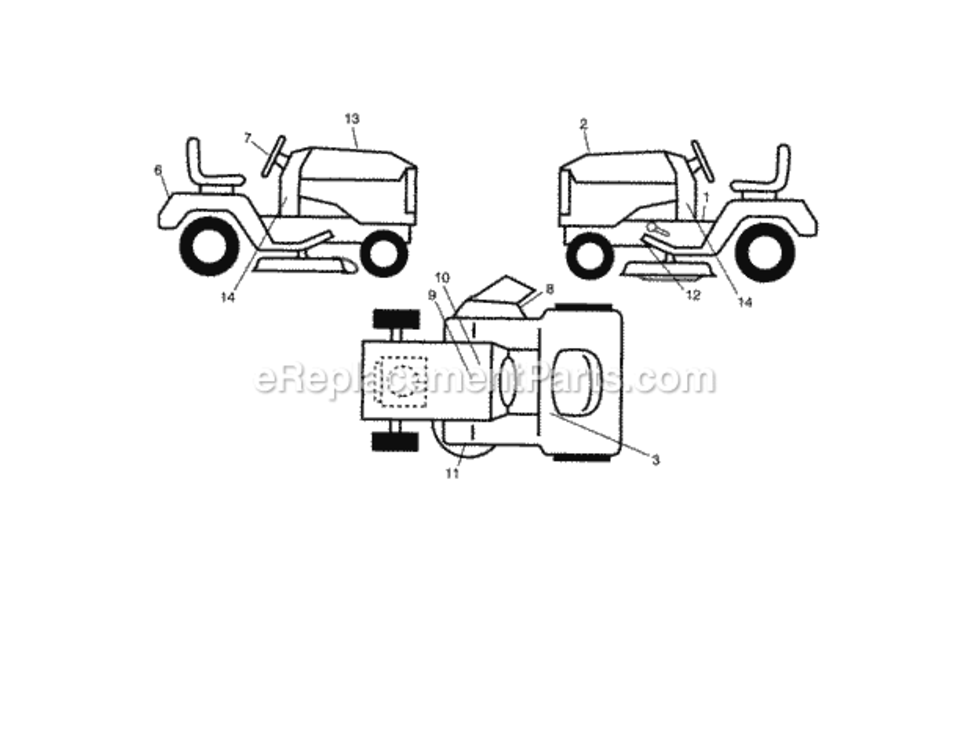 Page H Diagram and Parts List for  Craftsman Lawn Tractor