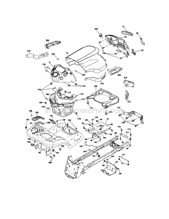 Page B Diagram and Parts List for  Craftsman Lawn Tractor
