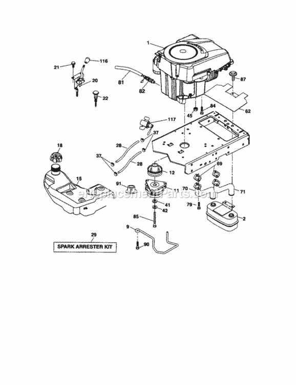Page D Diagram and Parts List for  Craftsman Lawn Tractor