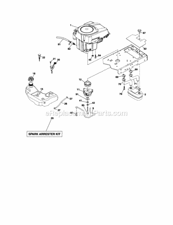 Page E Diagram and Parts List for  Craftsman Lawn Tractor