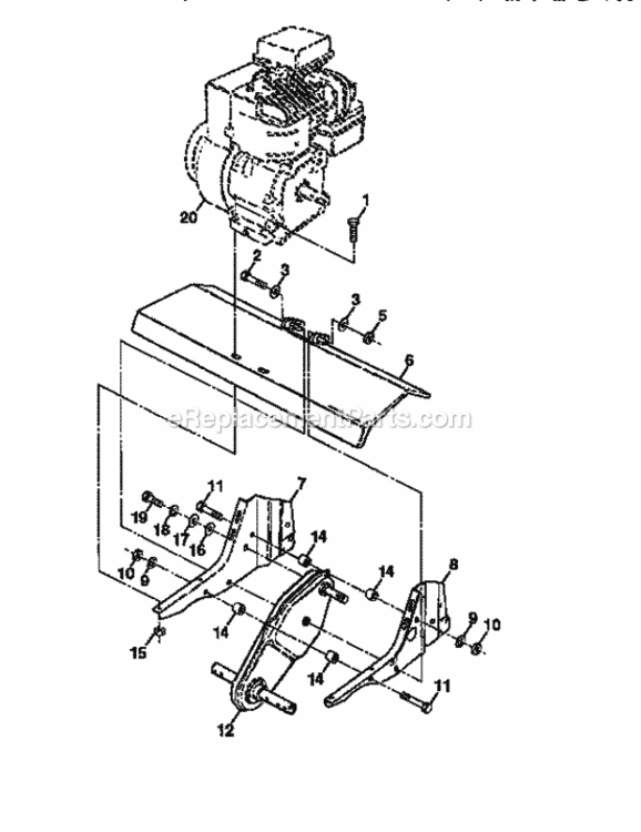 Page E Diagram and Parts List for  Craftsman Tiller