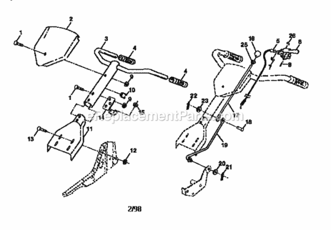 Page A Diagram and Parts List for  Craftsman Tiller