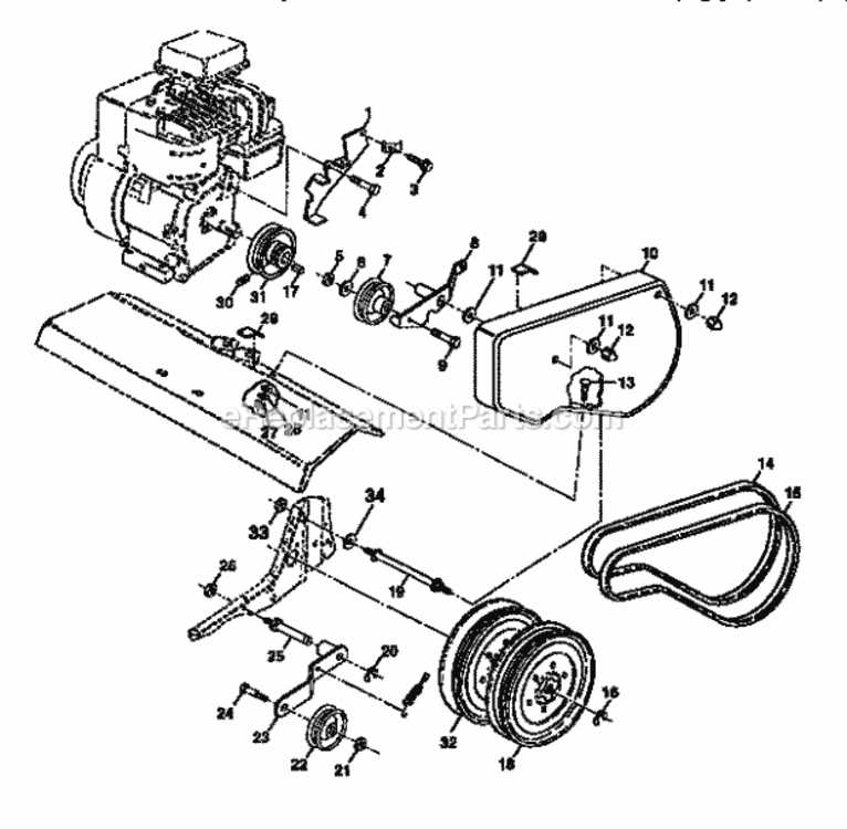 Page B Diagram and Parts List for  Craftsman Tiller