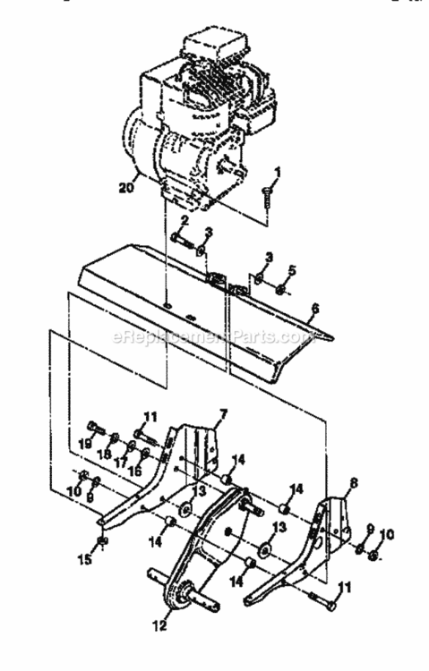 Page E Diagram and Parts List for  Craftsman Tiller