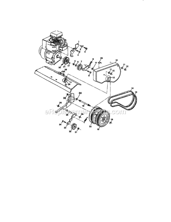 Page B Diagram and Parts List for  Craftsman Tiller