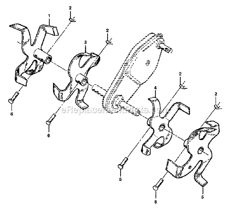 Tine Assembly Diagram and Parts List for  Craftsman Tiller