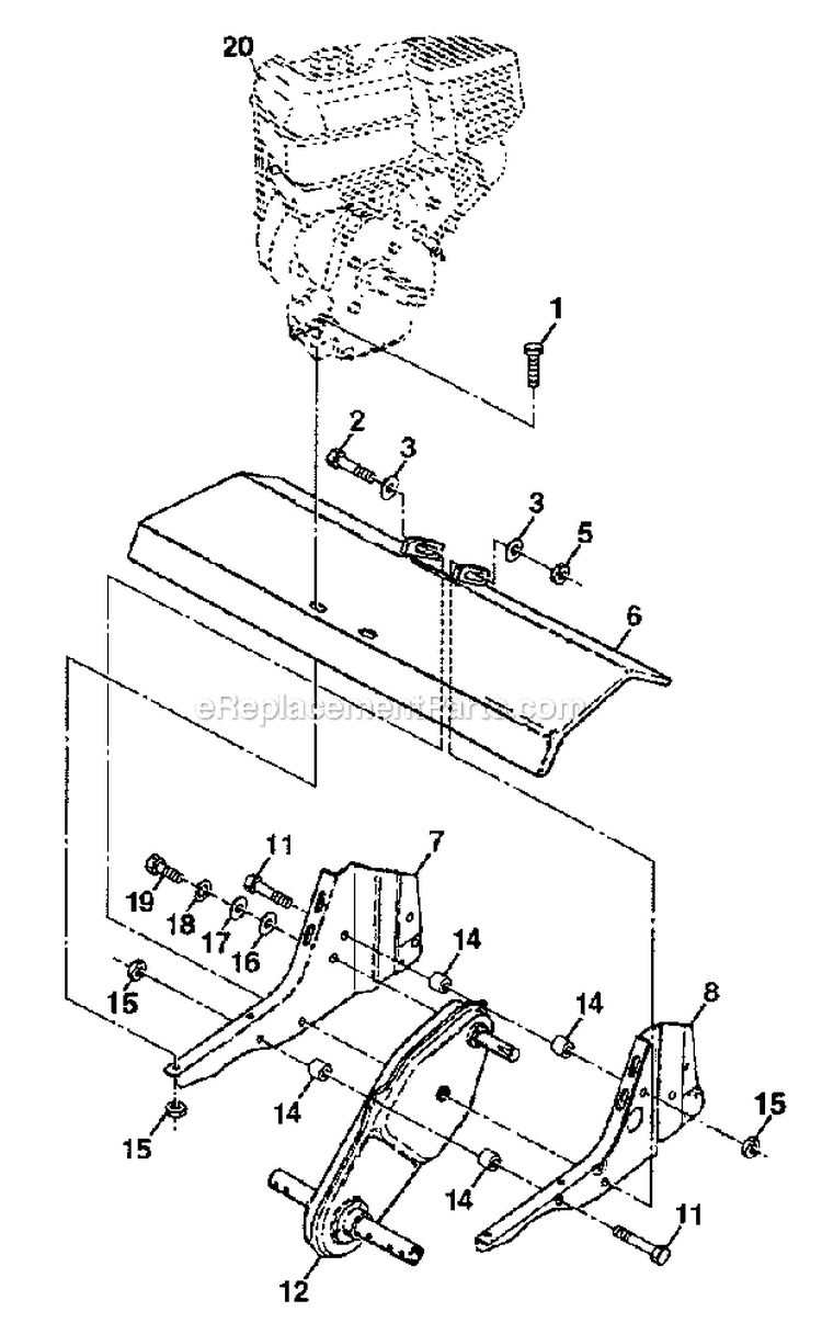 Transmission Diagram and Parts List for  Craftsman Tiller