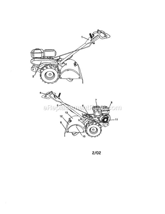 Page A Diagram and Parts List for  Craftsman Tiller
