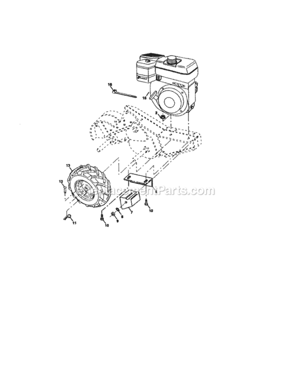 Page E Diagram and Parts List for  Craftsman Tiller