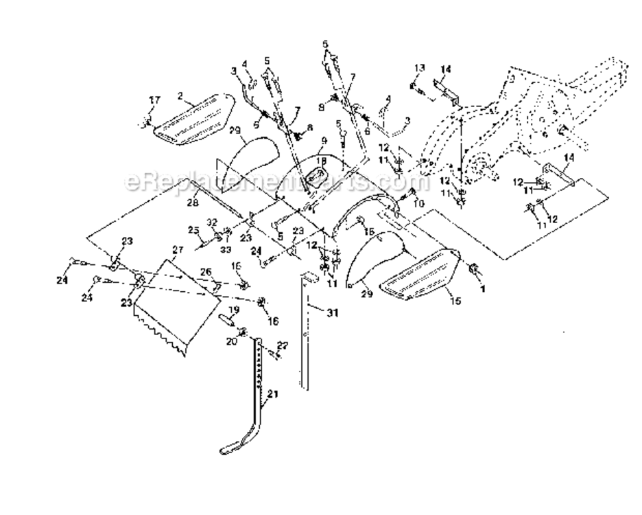 Tine_Shield Diagram and Parts List for  Craftsman Tiller