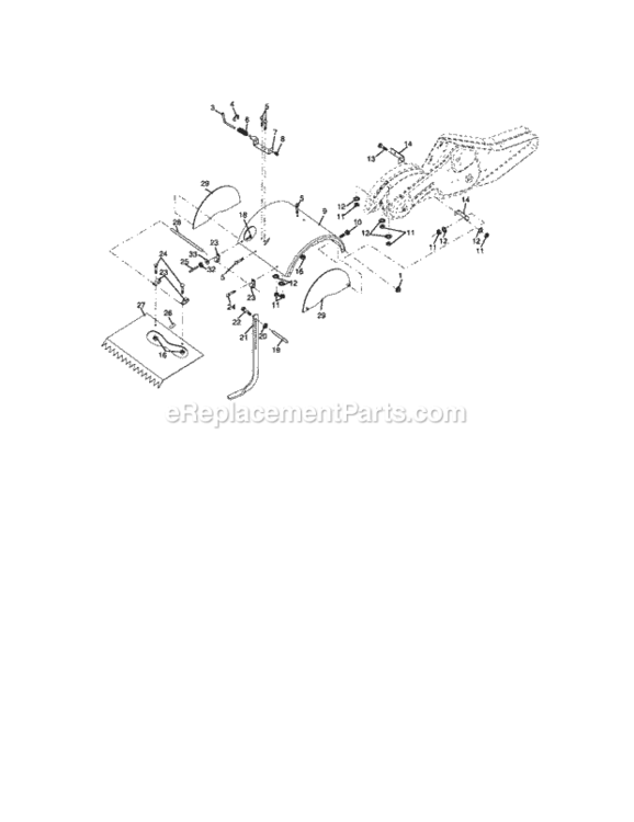 Page E Diagram and Parts List for  Craftsman Tiller