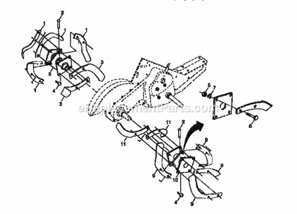 Page F Diagram and Parts List for  Craftsman Tiller