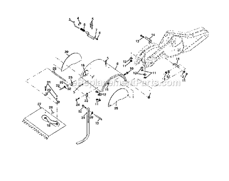 Tine_Shield Diagram and Parts List for  Craftsman Tiller