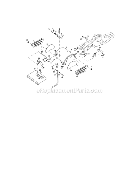 Page E Diagram and Parts List for  Craftsman Tiller