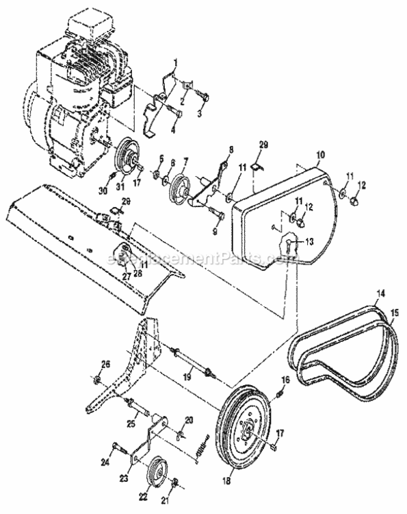 Page B Diagram and Parts List for  Craftsman Tiller