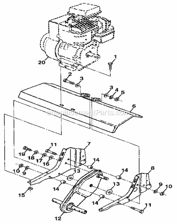Page E Diagram and Parts List for  Craftsman Tiller