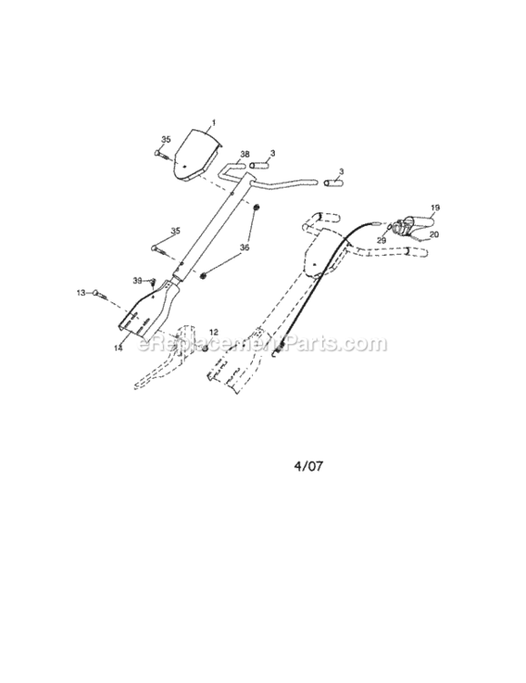 Page A Diagram and Parts List for  Craftsman Tiller