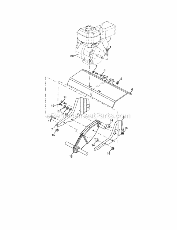 Page E Diagram and Parts List for  Craftsman Tiller