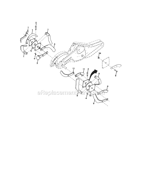 Page F Diagram and Parts List for  Craftsman Tiller