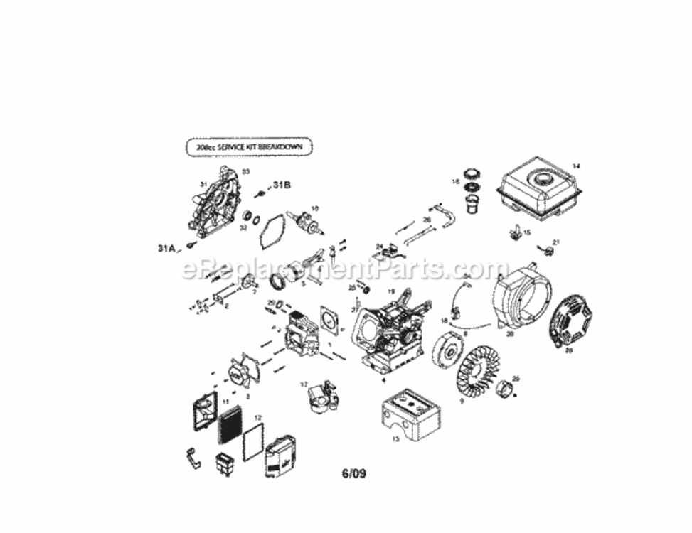 Page H Diagram and Parts List for  Craftsman Tiller