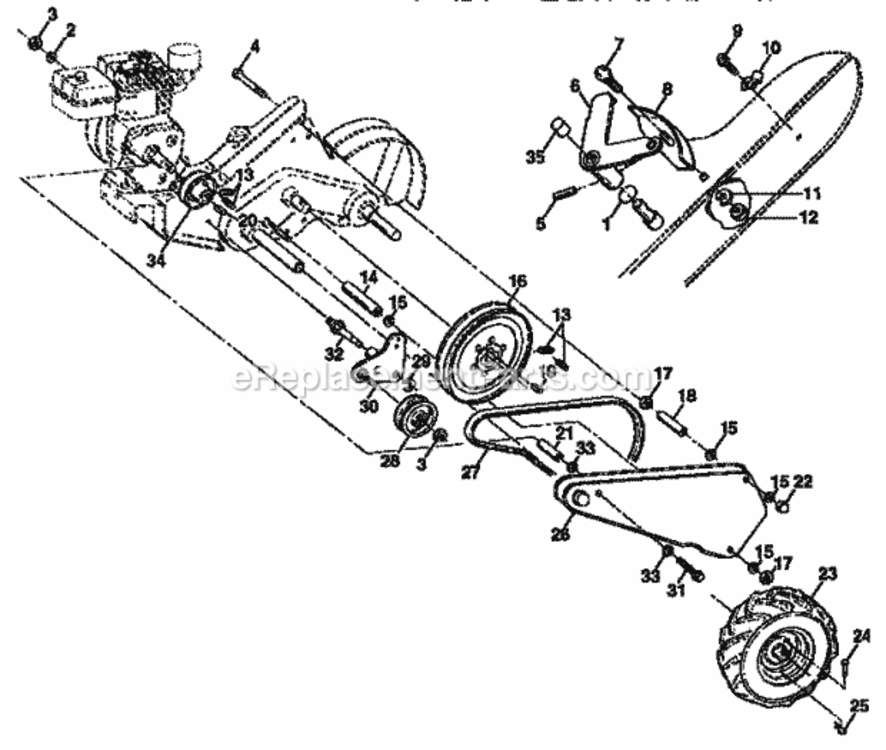 Page B Diagram and Parts List for  Craftsman Tiller