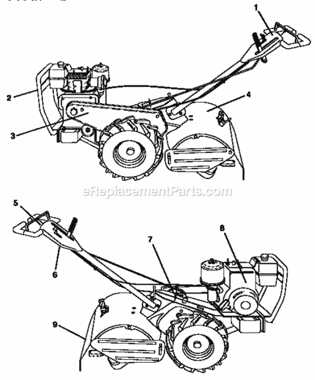 Page G Diagram and Parts List for  Craftsman Tiller