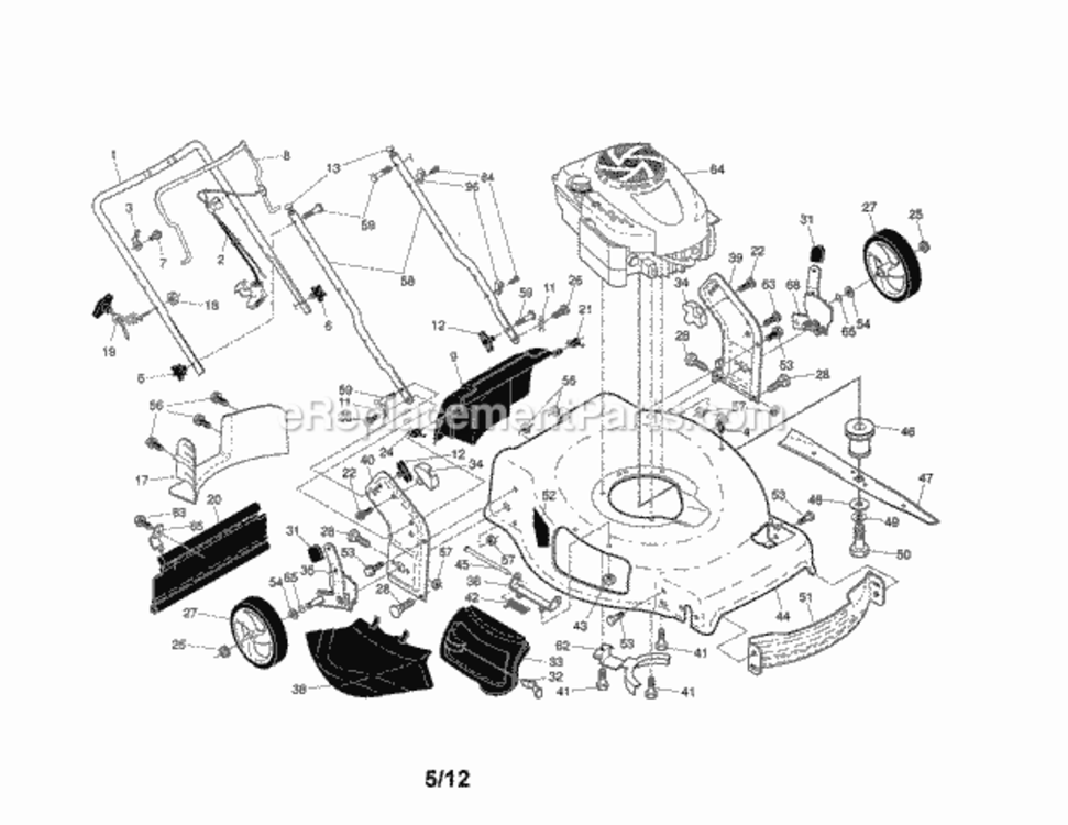 Page A Diagram and Parts List for  Craftsman Lawn Mower