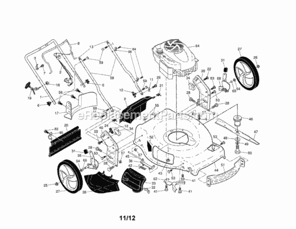 Page A Diagram and Parts List for  Craftsman Lawn Mower