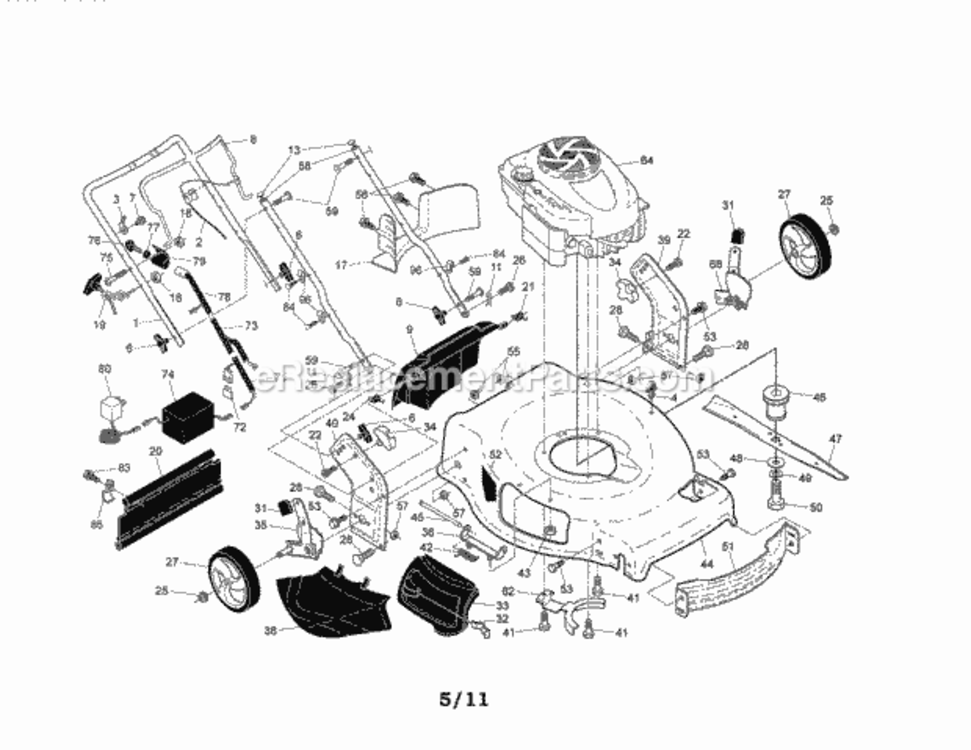 Page A Diagram and Parts List for  Craftsman Lawn Mower