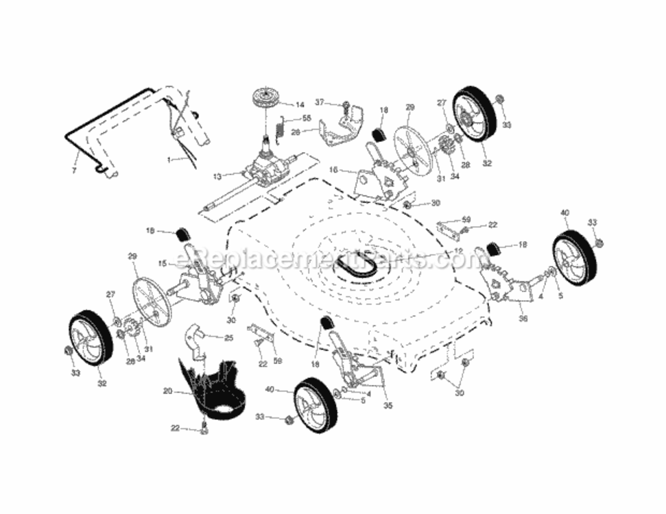 Page B Diagram and Parts List for  Craftsman Lawn Mower