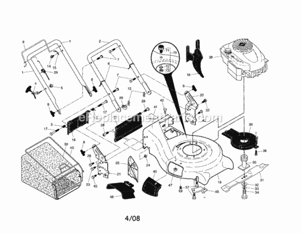 Page A Diagram and Parts List for  Craftsman Lawn Mower