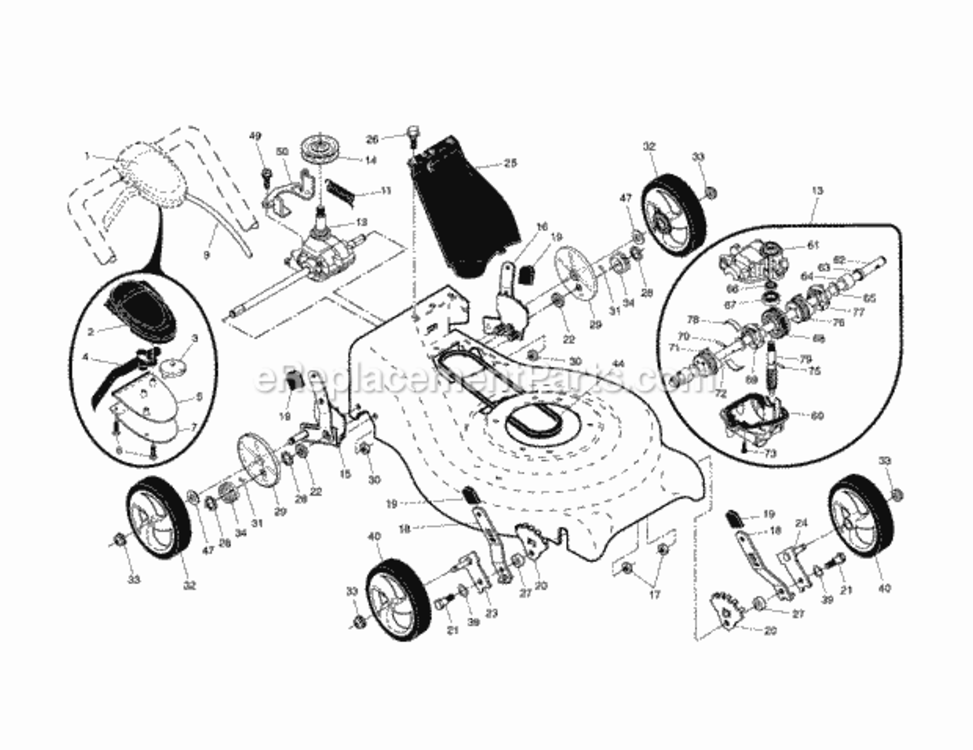 Page B Diagram and Parts List for  Craftsman Lawn Mower