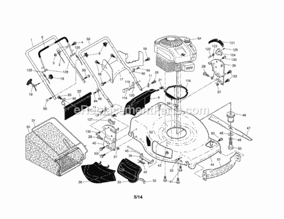 Page A Diagram and Parts List for  Craftsman Lawn Mower