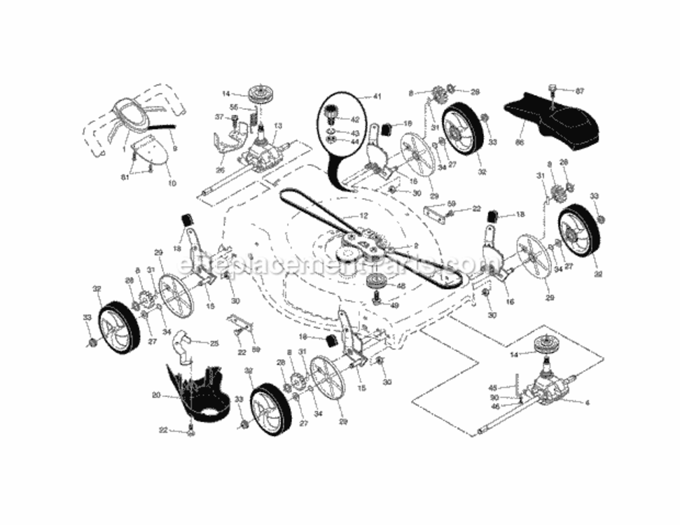 Page B Diagram and Parts List for  Craftsman Lawn Mower