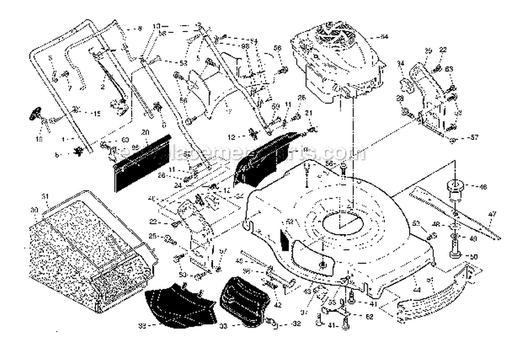 EngineHousingHandle Diagram and Parts List for  Craftsman Lawn Mower