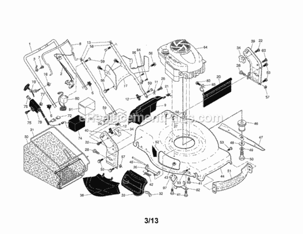 Page A Diagram and Parts List for  Craftsman Lawn Mower