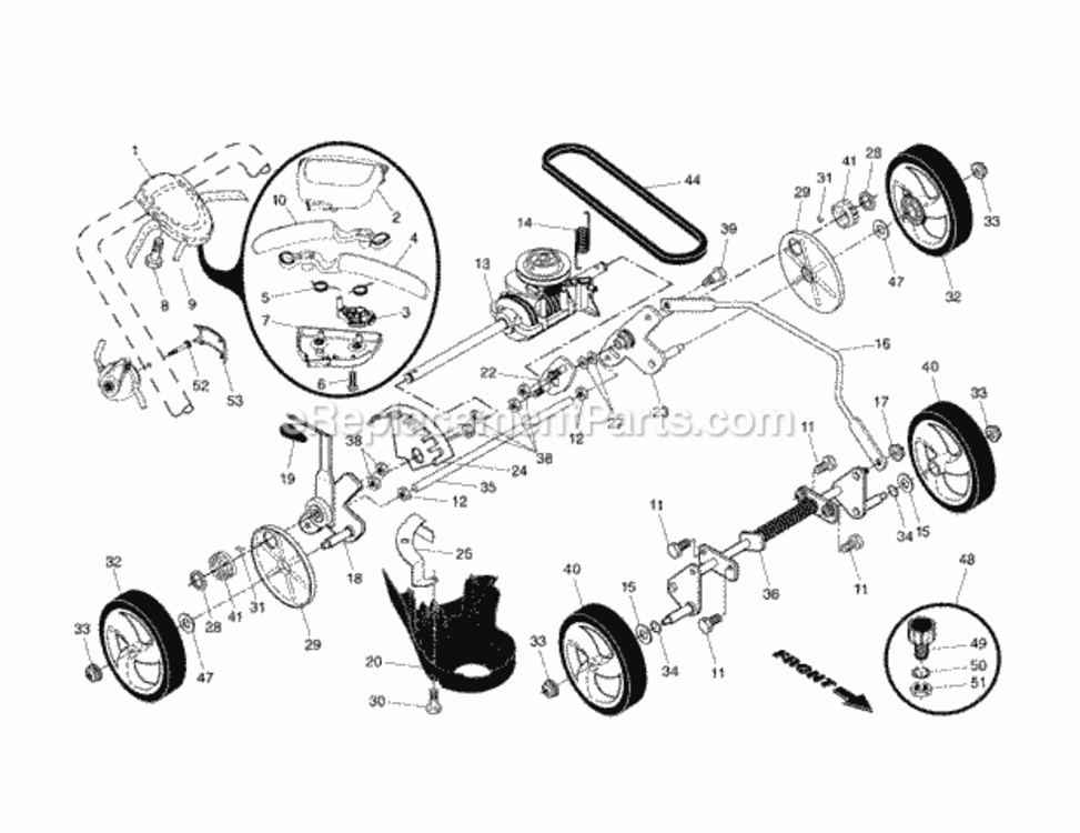 Page B Diagram and Parts List for  Craftsman Lawn Mower