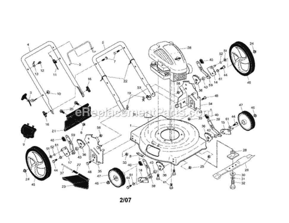 Page A Diagram and Parts List for  Craftsman Lawn Mower
