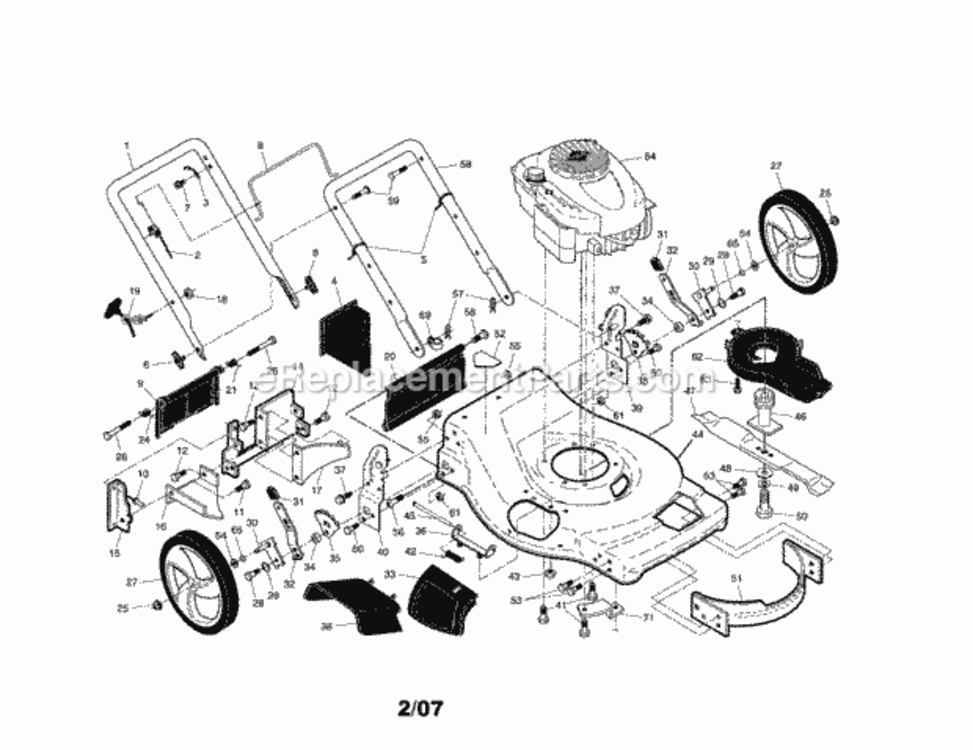 Page A Diagram and Parts List for  Craftsman Lawn Mower