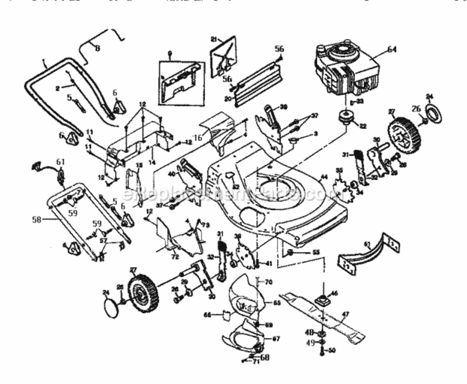 Page A Diagram and Parts List for  Craftsman Lawn Mower
