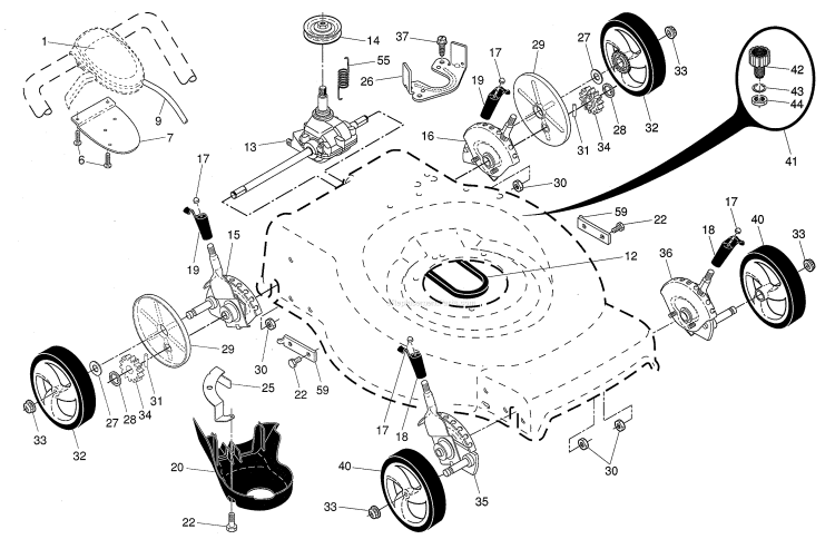 Page B Diagram and Parts List for  Craftsman Lawn Mower