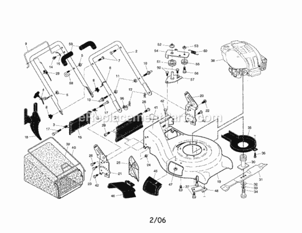 Page A Diagram and Parts List for  Craftsman Lawn Mower