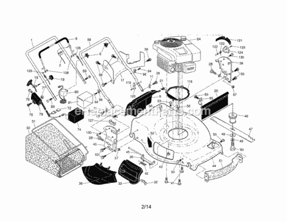 Page A Diagram and Parts List for  Craftsman Lawn Mower