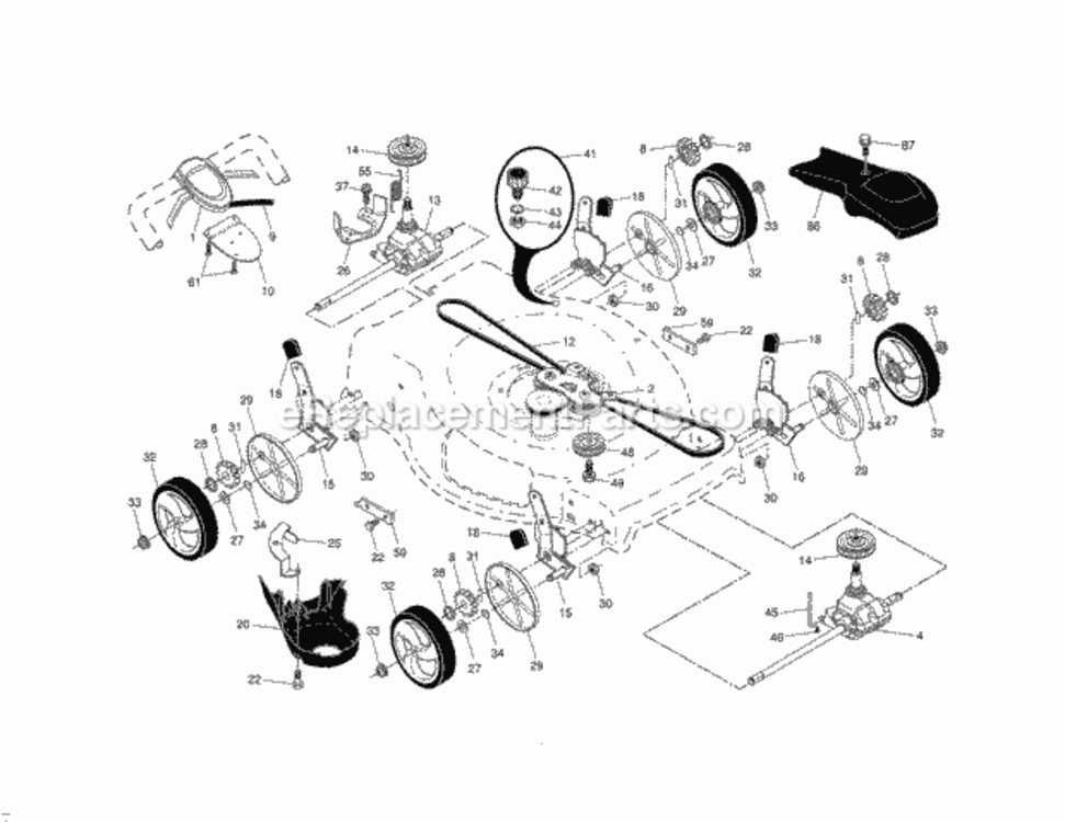 Page B Diagram and Parts List for  Craftsman Lawn Mower