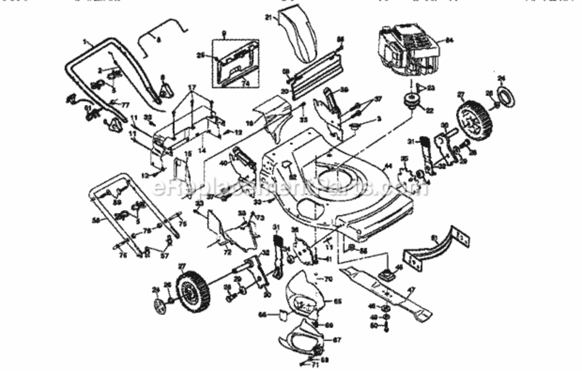 Page A Diagram and Parts List for  Craftsman Lawn Mower
