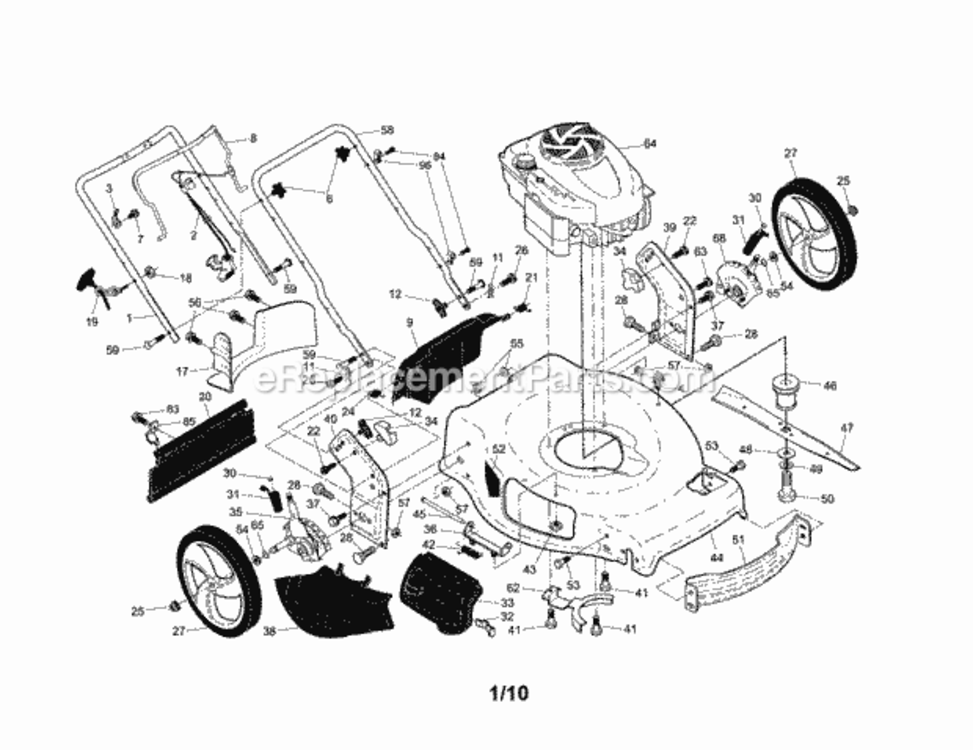 Page A Diagram and Parts List for  Craftsman Lawn Mower