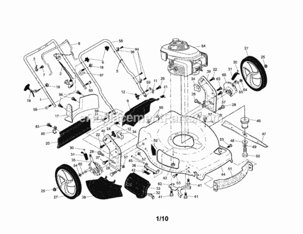 Page A Diagram and Parts List for  Craftsman Lawn Mower