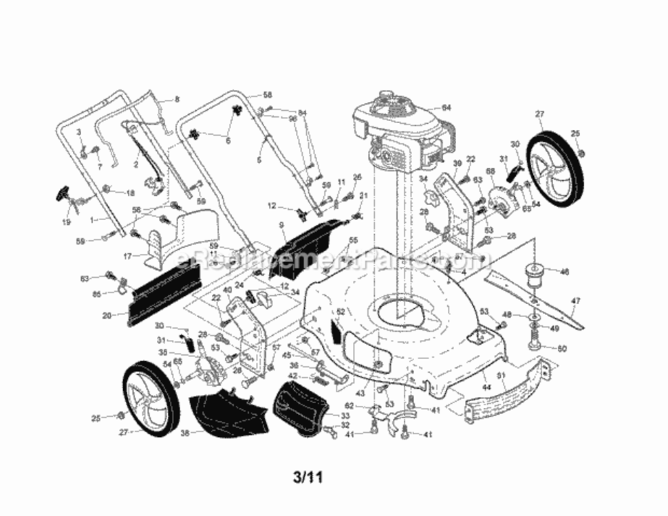 Page A Diagram and Parts List for  Craftsman Lawn Mower