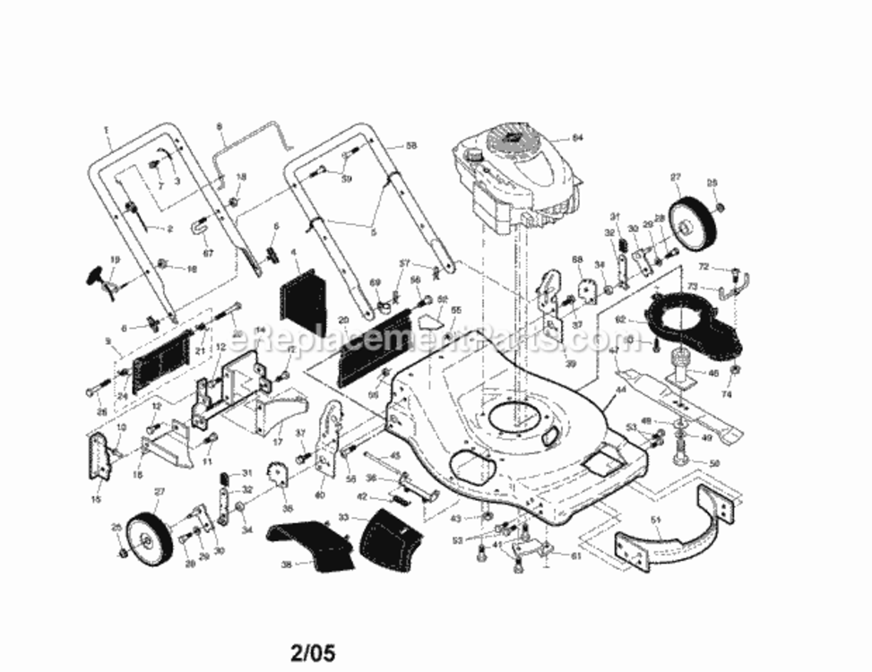 Page A Diagram and Parts List for  Craftsman Lawn Mower